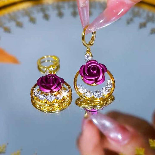Purple flower Earrings(24K GOLD PLATED)
